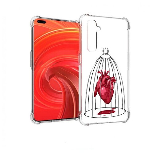 Чехол задняя-панель-накладка-бампер MyPads сердце в клетке для Realme X50 Pro противоударный