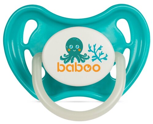 Пустышка латексная анатомическая круглая Baboo Sealife, 0+, зелeный