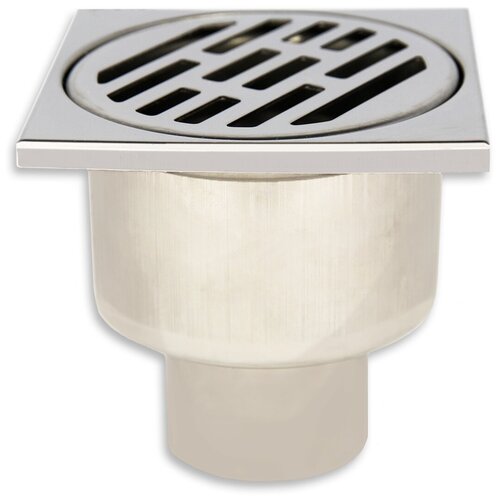 Трап мет. прямой 10х10 см (диам. 50 мм.) (нерж) гидрозатвор