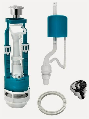 Изображение товара Арматура для бачка унитаза с нижней подводкой, 2 режима слива, клапан для бачка унитаза спускной, кнопка хром инкоэр