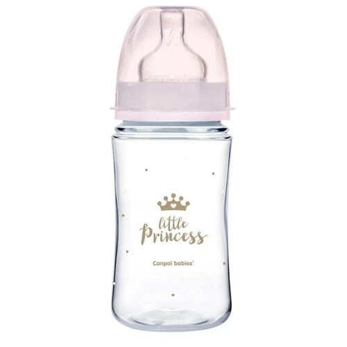 Canpol Babies Бутылочка антиколиковая с широким горлом PP EasyStart Royal Baby, 240 мл, с 3 месяцев, розовый canpol бутылочка pp easystart с широким горлышком антиколиковая 3 colourful animals 120 мл 1 шт