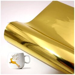 Виниловая самоклеющаяся пленка, цвет золотой, металлизированная, размер 25x100 см. Идеально подходит для плоттеров