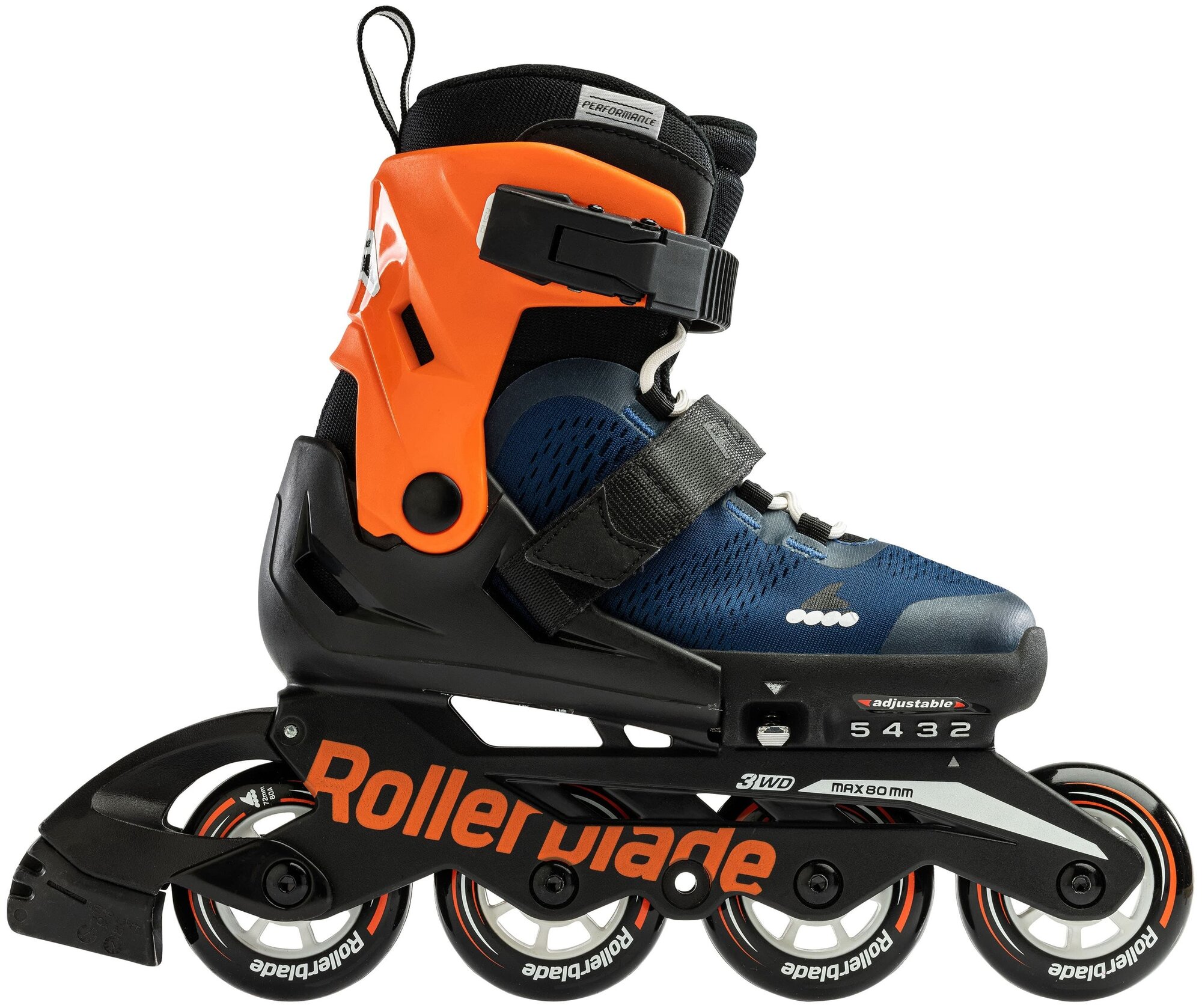 Детские роликовые коньки Rollerblade MICROBLADE midnight blue/warm orange 2024 (33-36,5)