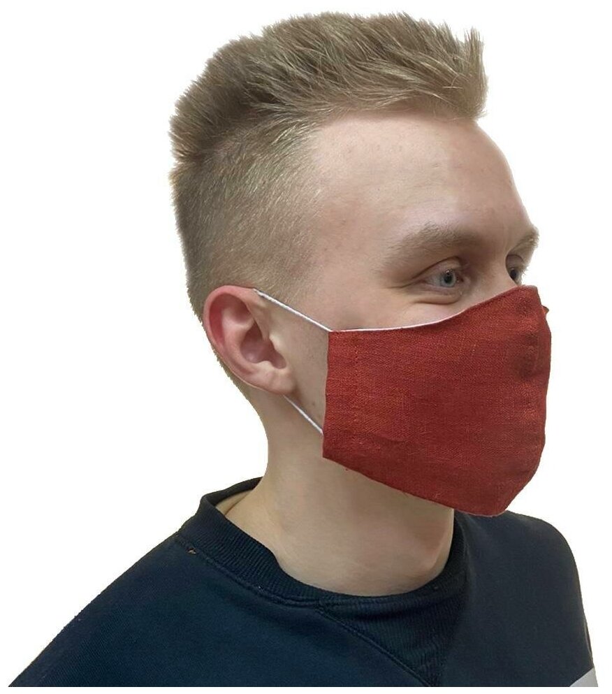 Защитная маска для лица (лён) Кирпичный цвет