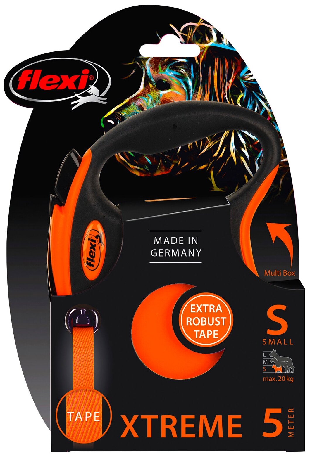 Поводок-рулетка Flexi Xtreme "Флекси Экстрим" S 5 м до 20 кг, черно-оранжевый