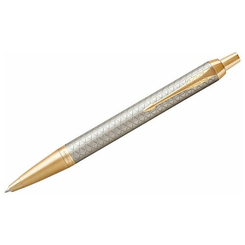 Ручка шариковая Parker IM Premium Warm Silver GT синяя, 1,0мм, кнопочн, серо-бежевый корпус, подарочная упаковка