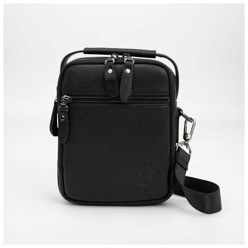 фото Планшет мужской, 2 отдела на молниях, 2 наружных кармана, регулируемый ремень, цвет чёрный mikimarket