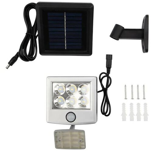 Прожектор поворотный Lamper LED 98х150х30 мм с выносной солнечной панелью 2 м и аккумулятором, IP65, нейтральное белое свечение