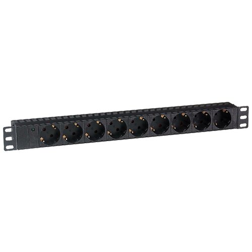 Розетка ExeGate ServerPro PDU-19H901 Al-9S-C14 EX280847RUS блок розеток горизонтальный exegate serverpro pdu 19h801 al 8s c14 sw 19 1u алюминий 8 schuko с14 выкл с подсветкой черный