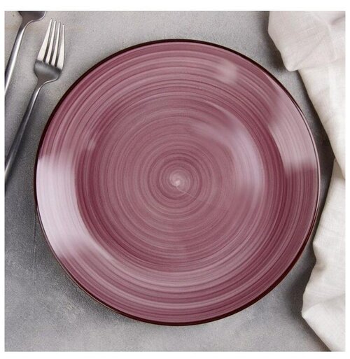 Тарелка керамическая обеденная Доляна «Морской мир», d=27 см, цвет бордовый
