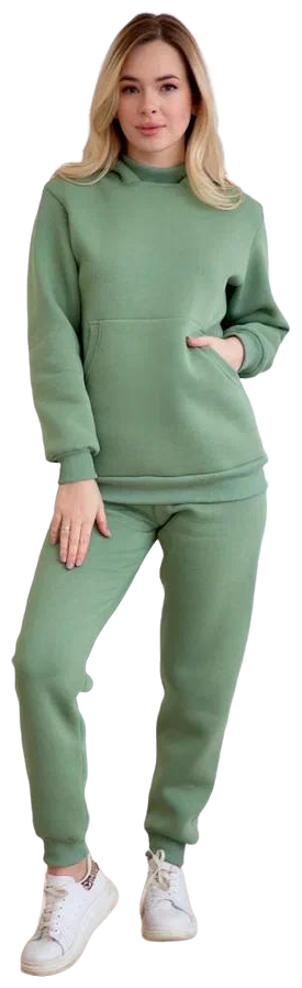 Женский костюм Фрея Зеленый Футер с начесом Лика Дресс толстовка с капюшоном карман кенгуру брюки с манжетами по низу 