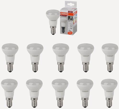 Изображение товара 10шт/уп. Лампа LED Грибок 5Вт 220-240V E14 R39 400Лм 4000К Угол 110 град. D-39mm L-69mm Свет Дневной белый OSRAM, уп. 10шт