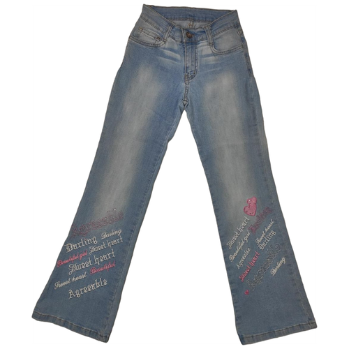 Джинсы MEWEI, размер 146, голубой джинсы для девочки mewei размер 146