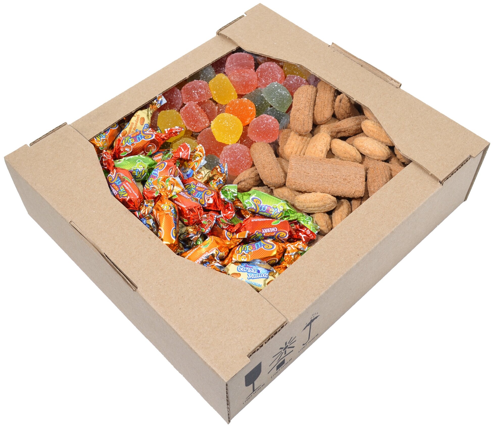 Набор из жевательных конфет, полезного мармелада, вкусного печенья с начинкой в коробке, Тимофеев ко, 2,2 кг - фотография № 1