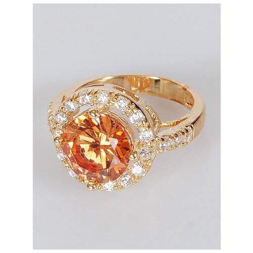 Кольцо помолвочное Lotus Jewelry, фианит, размер 18, золотой