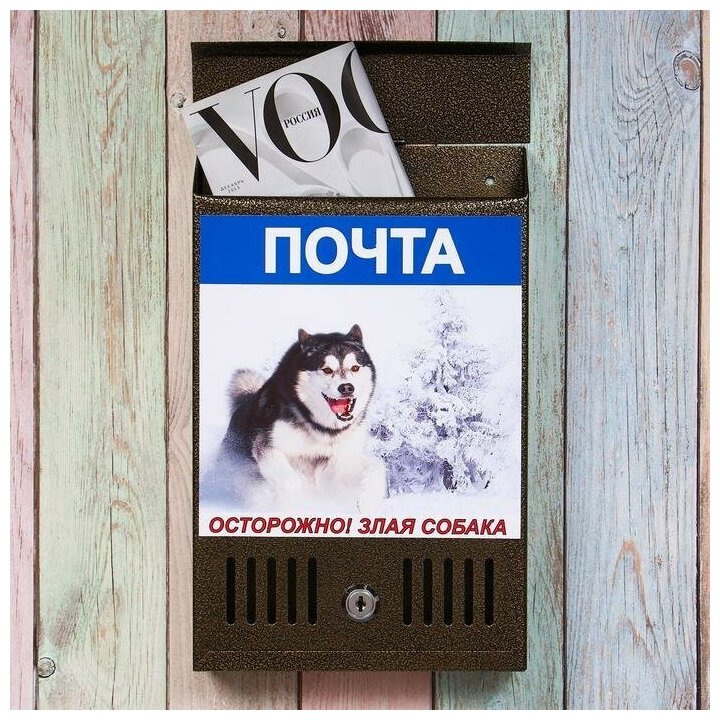 Ящик почтовый с замком, вертикальный, Фото, бронза - фотография № 1