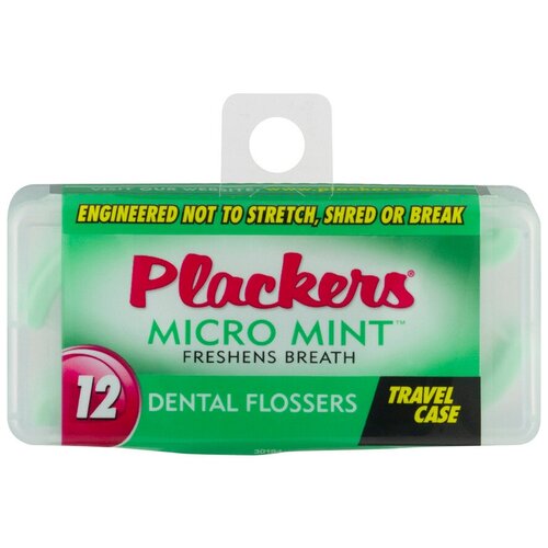 Флоссеры Plackers Micro Mint Travel Case (12 шт.) флоссеры зубная нить и зубочистка в контейнере 10 упаковок по 50 шт