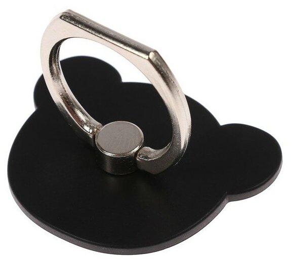 Держатель-подставка с кольцом для телефона LuazON в форме "Мишки" чёрный