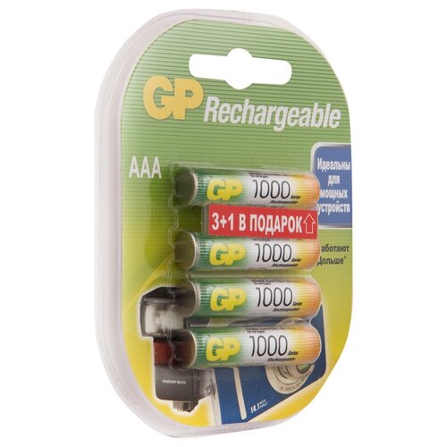 Аккумулятор GP AAA (HR03) 930mAh 4BL (промо 3+1) аккумулятор gp 100aaahc3 1 aaa nimh 1000mah промо 3 1 4шт 10 шт в упаковке