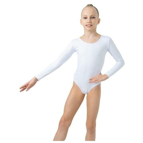 Купальник гимнастический, с длинным рукавом, размер 38, цвет белый (1 шт.)