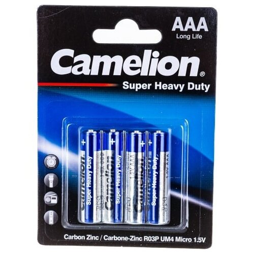 Camelion R03 Blue BL-4 (R03P-BP4B батарейка 1.5В) батарейка aaa camelion blue r03 r03p bp4b 4 штуки