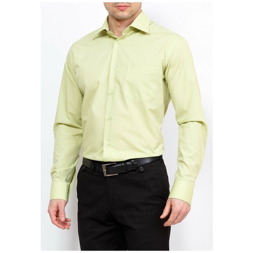 фото Рубашка мужская длинный рукав casino c420/1/lg/z, полуприталенный силуэт / regular fit, цвет зеленый, рост 174-184, размер ворота 39