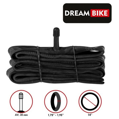 камера для велосипеда dream bike 26x1 95 2 125 av 35 мм бутил Камера 14x1,75-1.95 Dream Bike, AV 35 мм, бутил, картонная коробка