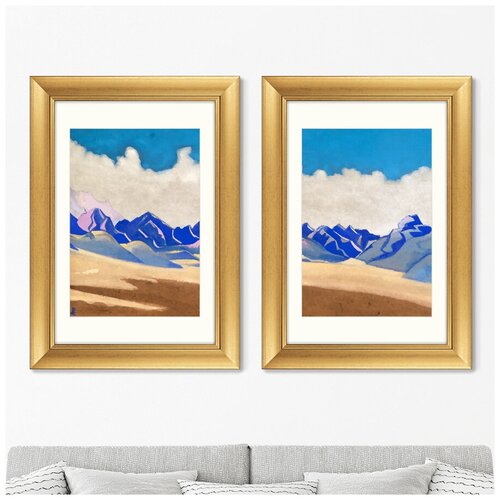 Набор из 2-х репродукций картин в раме Каракорум. Путь на Туркестан. 1936г. Размер картины: 50,5х70,5см