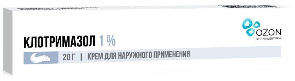 Клотримазол крем д/нар. прим., 1%, 20 г, 1 шт.