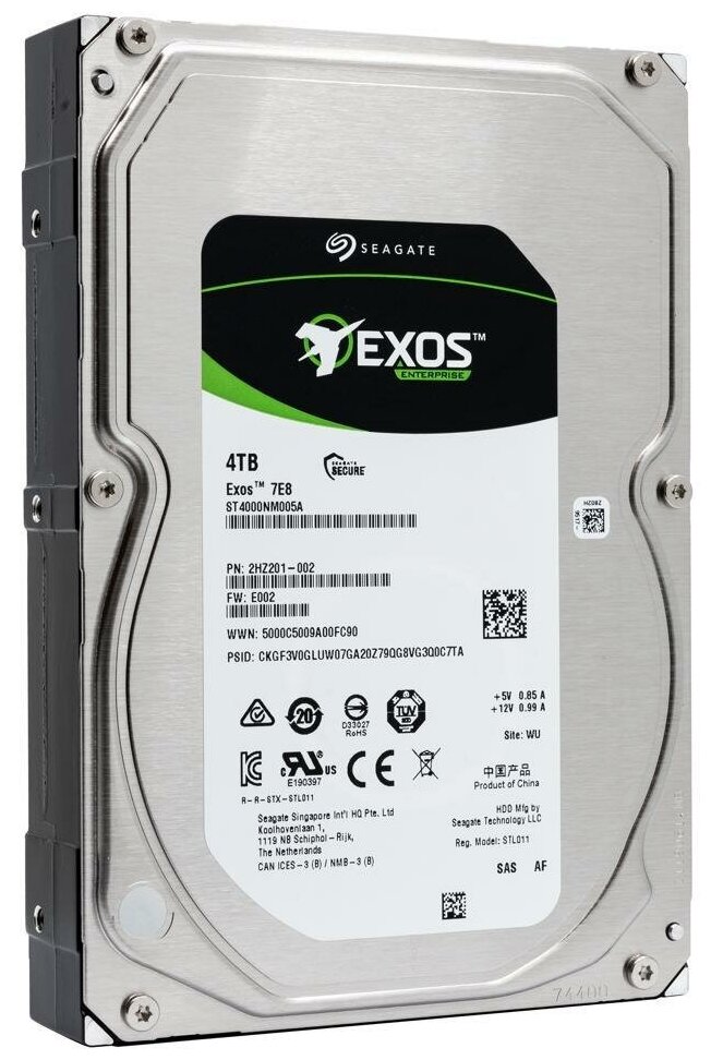 Жесткий диск Seagate 4TB, SAS, 3.5" (ST4000NM005A) 7200RPM 12GB/S Exos 7E8 (аналог ST4000NM001B)