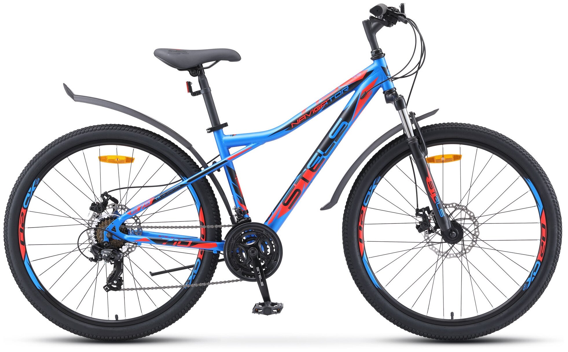 STELS Горный (MTB) велосипед STELS Navigator 710 MD 27.5 V020 синий/черный/красный 18" рама
