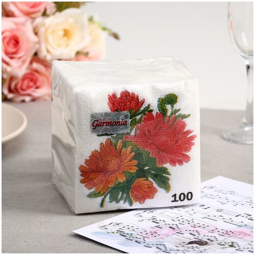 Салфетки бумажные Гармноия цвета Астры, 100 листов