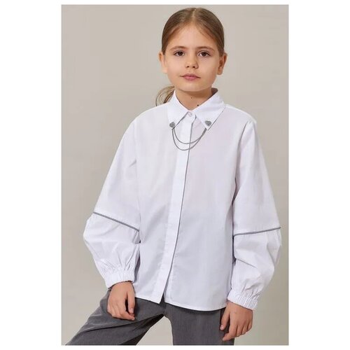 фото Школьная блуза colabear, размер 130, белый