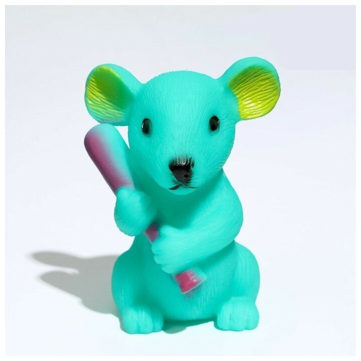 Игрушка пищащая Мышь для собак, 9 см, бирюзовая - фотография № 5