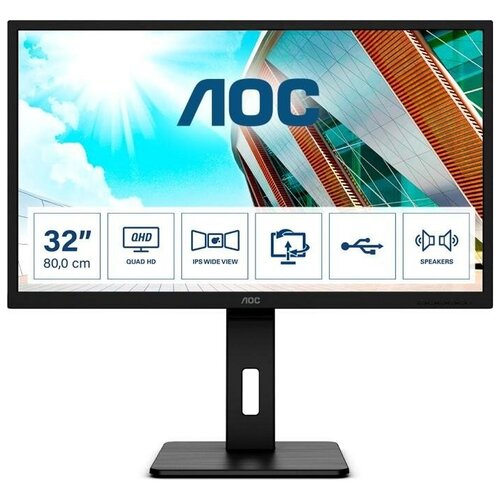 фото Монитор 32" aoc q32p2ca черный ips 2560x1440 250 cd/m^2 4 ms hdmi displayport usb аудио