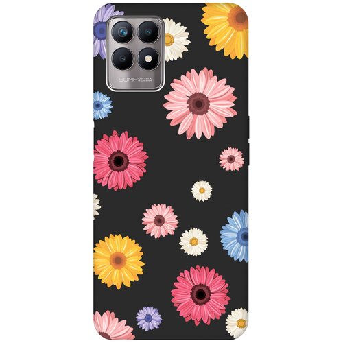 Матовый чехол Gerberas для Realme 8i / Рилми 8 ай с 3D эффектом черный матовый чехол bts stickers для realme 8i рилми 8 ай с 3d эффектом черный