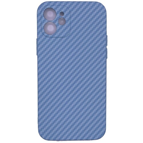 Чехол силиконовый LUXO для Apple iPhone 12, CARBON, голубой