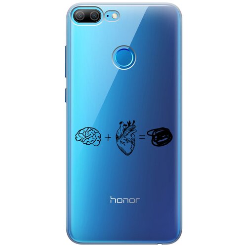 Силиконовый чехол на Honor 9 Lite, Хонор 9 Лайт с 3D принтом Brain Plus Heart прозрачный матовый soft touch силиконовый чехол на honor 9 lite хонор 9 лайт с 3d принтом brain plus heart w черный