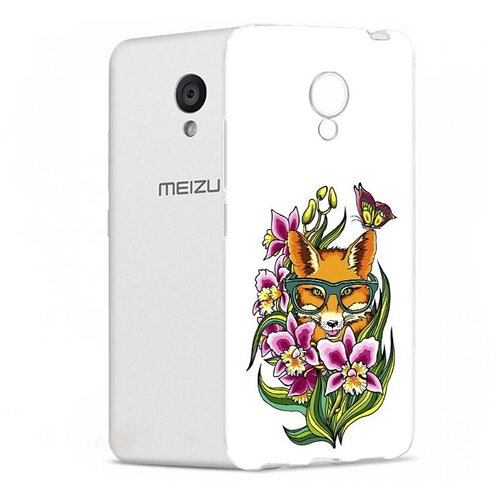 Чехол задняя-панель-накладка-бампер MyPads Лиса в цветах для Meizu M5 (M611A) 5.2 противоударный