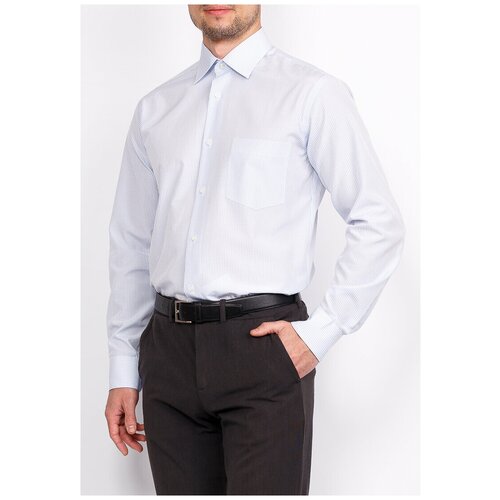 фото Рубашка мужская длинный рукав greg 121/319/16/z, полуприталенный силуэт / regular fit, цвет голубой, рост 174-184, размер ворота 44