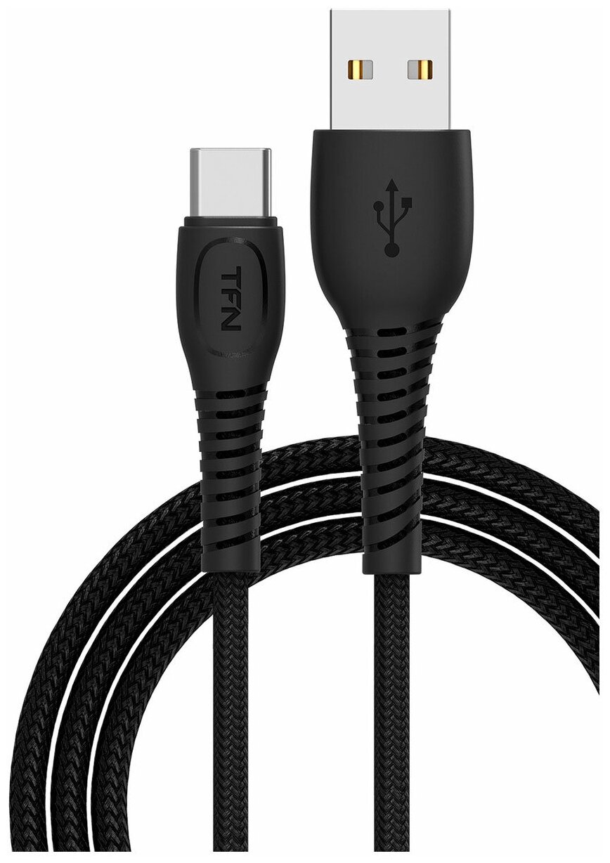 Дата-кабель TFN USB - Type-C, FORZA, в нейлоновой оплетке, 5A, 1 м, черный