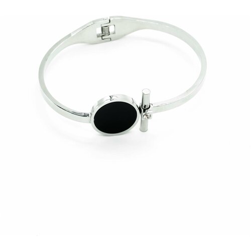 Жесткий браслет Kalinka modern story, эмаль, 1 шт., размер S, диаметр 6 см, черный, серебристый минималистичный браслет цепь kalinka