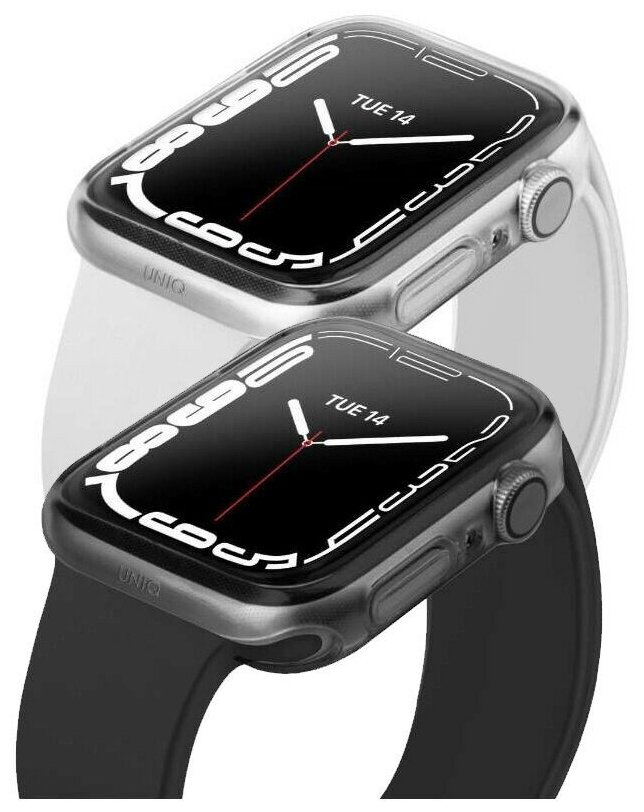 Чехол Uniq Glase для Apple Watch 7 41 мм (набор из 2 шт.) цвет Прозрачный/Серый (Frost/Smoke) (41MM-GLSDUALPK)