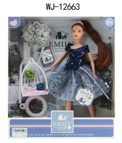 Кукла ABtoys Emily Синяя серия с подвесными качелями и аксессуарами , 30см WJ-12663