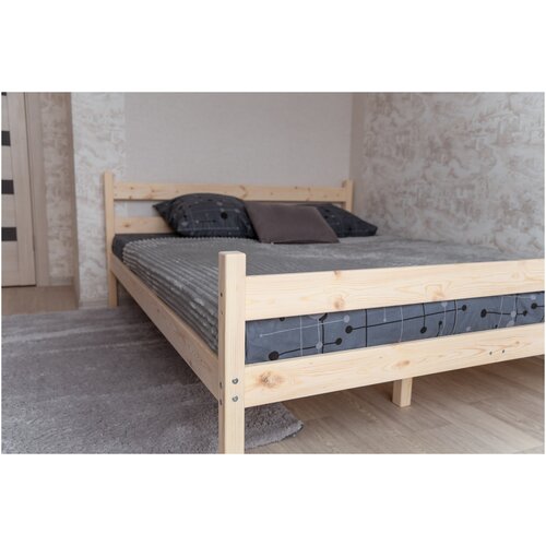 Двуспальная кровать из сосны/ Деревянная 2- спальная кровать, размер 200*140 см