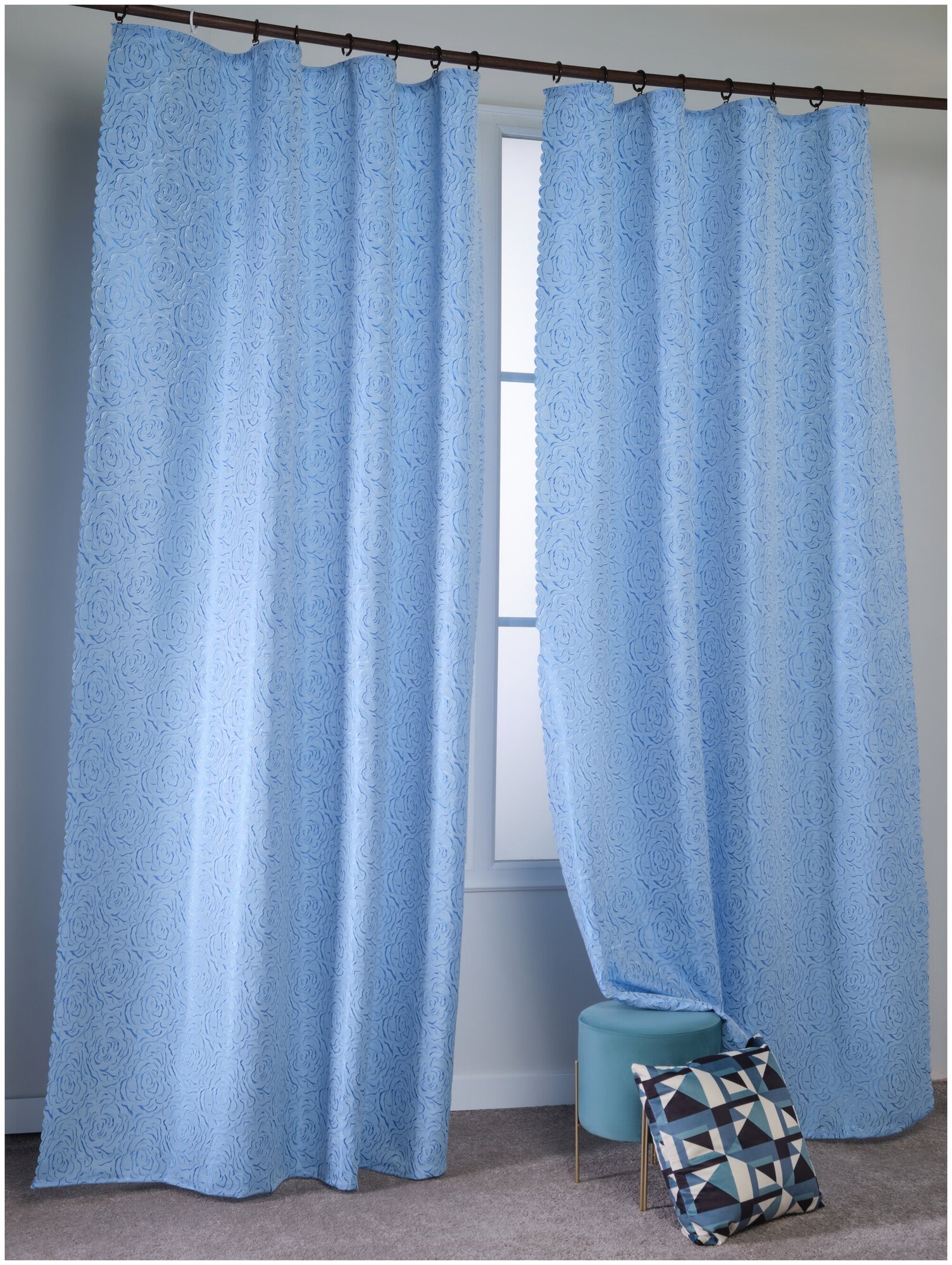 Комплект штор Мона Розочки 300х250 см, голубой