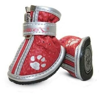 Ботинки (Triol) мягкие для собак 1 красные с лапками 45*35*45мм