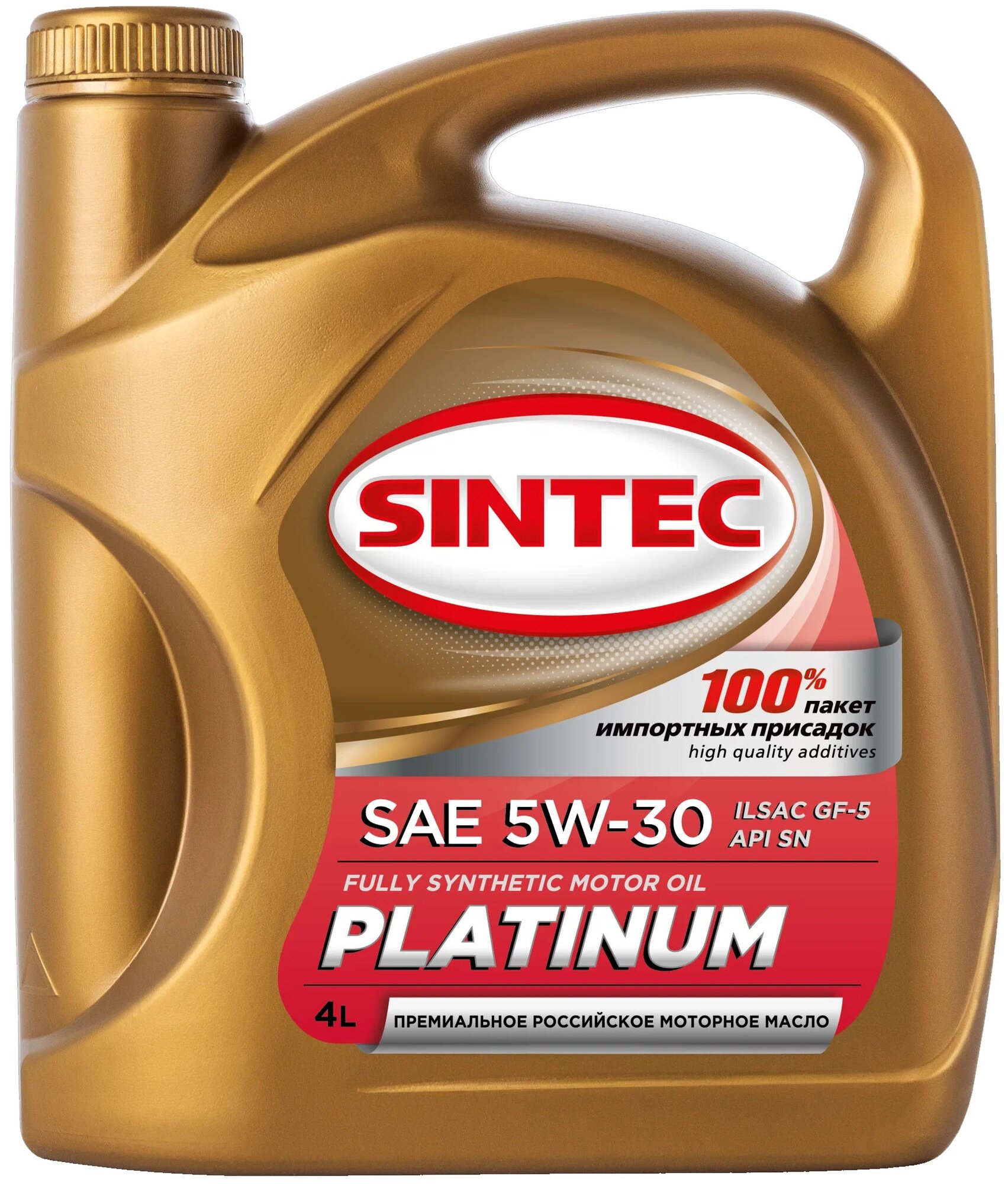 Синтетическое моторное масло SINTEC Platinum SAE 5W-30 ILSAC GF-5 API SN, 4 л, 4 л1 шт