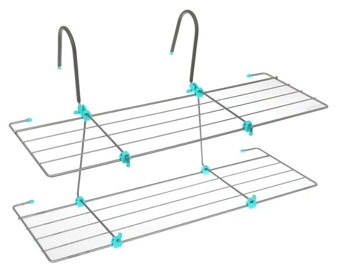 Сушилка для белья на радиатор, 2 яруса, 65х23,5х36 см, цвет серый