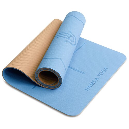 Hamsa Yoga, Спортивный тренировочный коврик для йоги и фитнеса с покрытием TPE+TC, Гимнастический инвентарь для фитнеса, Размер 183х61х0.6 см.